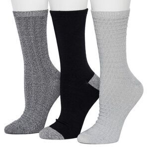 Cuddl Duds Plushfill 3-Pack Midweight Falling Rain Texture Crew Socks NEW